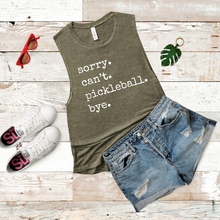 Load image into Gallery viewer, Sorry. Can't. Pickleball. Bye. Tank & Shirt