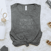 Load image into Gallery viewer, Works outs but clearly loves tacos