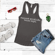 Load image into Gallery viewer, Support Wildlife Raise Boys (Racerback)
